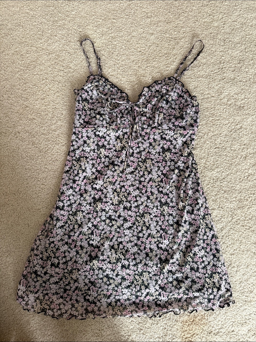 American Eagle Outfitters Black Dress with Pink Floral Trim